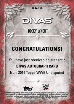 2016 Topps WWE Undisputed - Autographs #UA-BL Becky Lynch Back