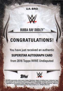 2016 Topps WWE Undisputed - Autographs #UA-BRD Bubba Ray Dudley Back