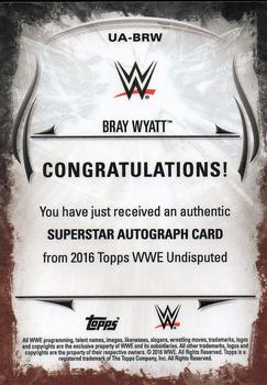 2016 Topps WWE Undisputed - Autographs #UA-BRW Bray Wyatt Back