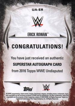 2016 Topps WWE Undisputed - Autographs #UA-ER Erick Rowan Back