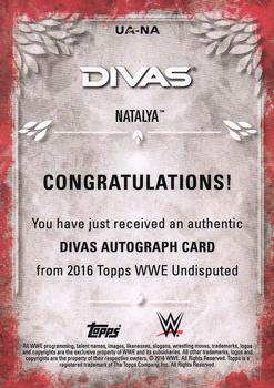 2016 Topps WWE Undisputed - Autographs #UA-NA Natalya Back