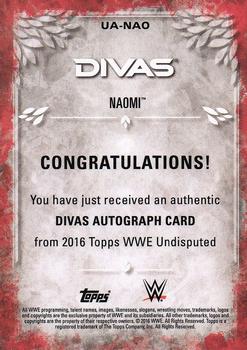 2016 Topps WWE Undisputed - Autographs #UA-NAO Naomi Back