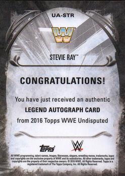 2016 Topps WWE Undisputed - Autographs #UA-STR Stevie Ray Back