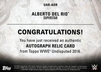 2016 Topps WWE Undisputed - Autographed Relic Bronze #UAR-ADR Alberto Del Rio Back