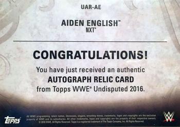 2016 Topps WWE Undisputed - Autographed Relic Bronze #UAR-AE Aiden English Back