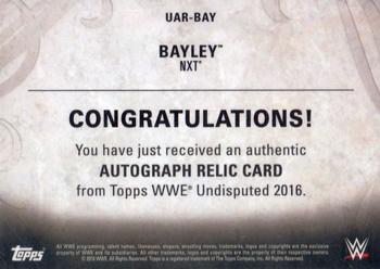 2016 Topps WWE Undisputed - Autographed Relic Bronze #UAR-BAY Bayley Back