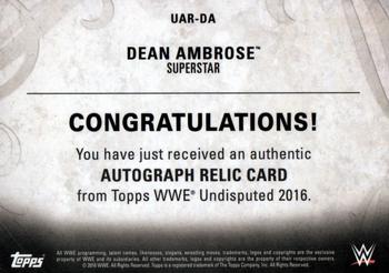 2016 Topps WWE Undisputed - Autographed Relic Bronze #UAR-DA Dean Ambrose Back