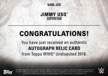 2016 Topps WWE Undisputed - Autographed Relic Bronze #UAR-JIU Jimmy Uso Back