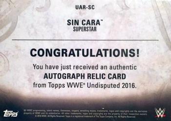 2016 Topps WWE Undisputed - Autographed Relic Bronze #UAR-SC Sin Cara Back