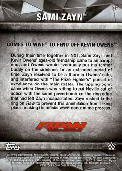 2017 Topps WWE Road To Wrestlemania #37 Sami Zayn Back