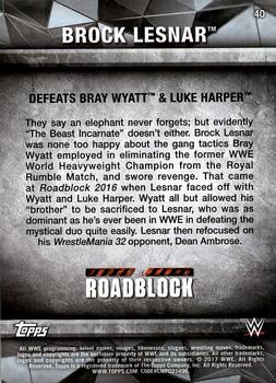 2017 Topps WWE Road To Wrestlemania #40 Brock Lesnar Back