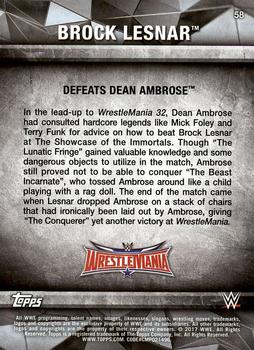 2017 Topps WWE Road To Wrestlemania #58 Brock Lesnar Back
