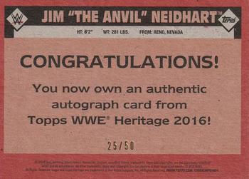 2016 Topps WWE Heritage - Autographs Silver #NNO Jim Neidhart Back