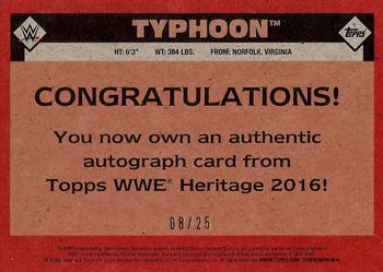 2016 Topps WWE Heritage - Autographs Blue #NNO Typhoon Back