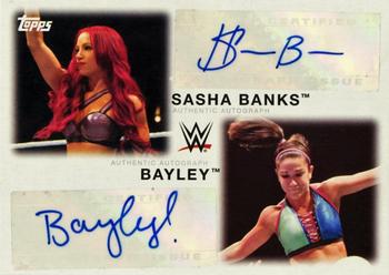 2016 Topps WWE Heritage - Dual Autographs #NNO Sasha Banks / Bayley Front