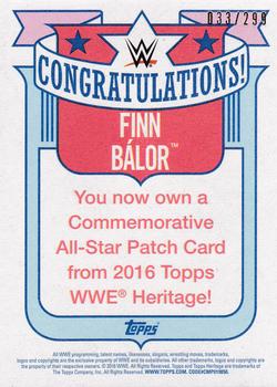 2016 Topps WWE Heritage - Commemorative All-Star Patches #NNO Finn Bálor Back