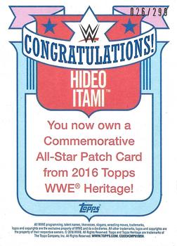 2016 Topps WWE Heritage - Commemorative All-Star Patches #NNO Hideo Itami Back
