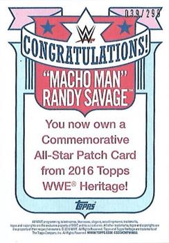 2016 Topps WWE Heritage - Commemorative All-Star Patches #NNO Randy Savage Back