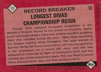 2016 Topps WWE Heritage - Record Breakers #13 Nikki Bella Back