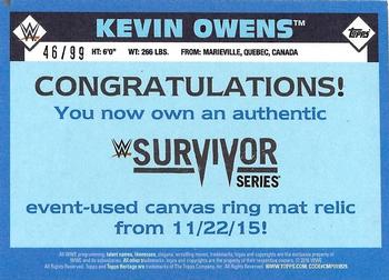 2016 Topps WWE Heritage - Survivor Series 2015 Mat Relic Bronze #NNO Kevin Owens Back