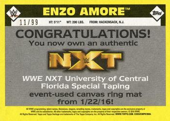 2016 Topps WWE Heritage - NXT - University of Central Florida Special Taping Relic Bronze #NNO Enzo Amore Back