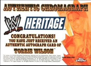 2006 Topps Heritage Chrome WWE - Autographs #NNO Torrie Wilson Back