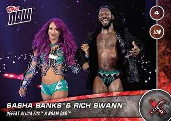 2016 Topps Now WWE #101 Sasha Banks / Rich Swann Front