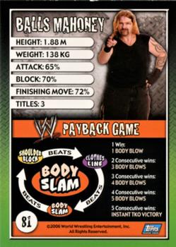 2006 Topps WWE Payback (English Edition) #81 Balls Mahoney Back