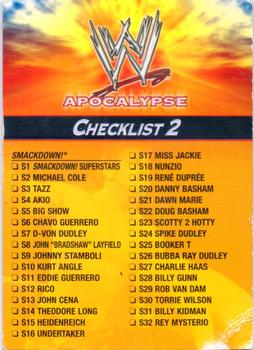 2004 Topps WWE RAW & SmackDown Apocalypse (English Edition) #C2 Checklist 2 Front