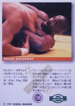 1997 BBM Pro Wrestling #138 Wesley Gassaway Back