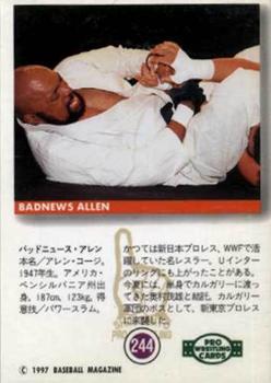 1997 BBM Pro Wrestling #244 Bad News Allen Back