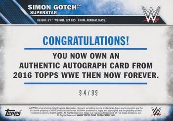 2016 Topps WWE Then Now Forever - Autographs #NNO Simon Gotch Back