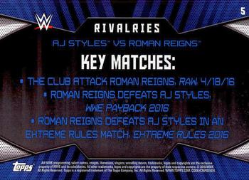 2016 Topps WWE Then Now Forever - Rivalries WWE #5 Roman Reigns / AJ Styles Back