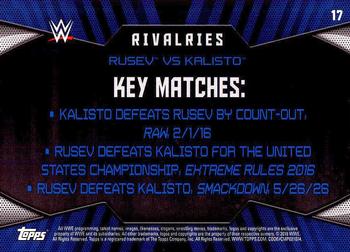2016 Topps WWE Then Now Forever - Rivalries WWE #17 Kalisto / Rusev Back
