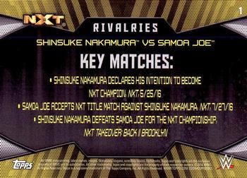 2016 Topps WWE Then Now Forever - Rivalries NXT #1 Shinsuke Nakamura / Samoa Joe Back