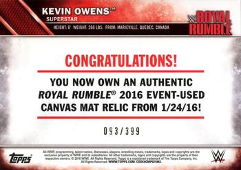 2016 Topps WWE Then Now Forever - Royal Rumble 2016 Mat Relic #NNO Kevin Owens Back