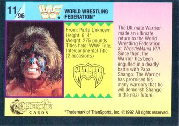 1992 Merlin WWF Gold Series Part 1 #11 Ultimate Warrior Back