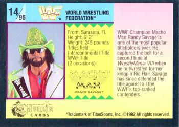 1992 Merlin WWF Gold Series Part 1 #14 Macho Man Randy Savage Back