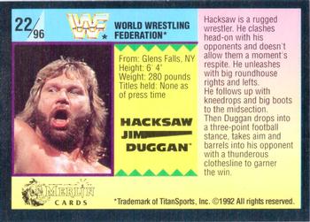 1992 Merlin WWF Gold Series Part 1 #22 Hacksaw Jim Duggan Back