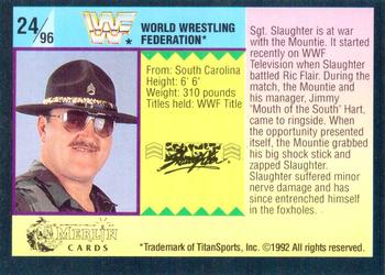 1992 Merlin WWF Gold Series Part 1 #24 Sgt. Slaughter Back