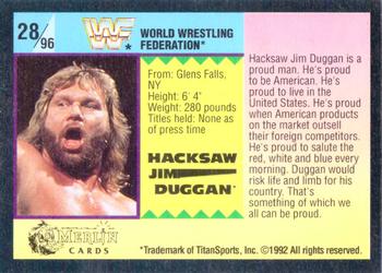 1992 Merlin WWF Gold Series Part 1 #28 Hacksaw Jim Duggan Back