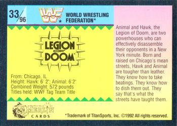 1992 Merlin WWF Gold Series Part 1 #33 Legion of Doom Back