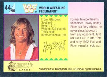 1992 Merlin WWF Gold Series Part 1 #44 Rowdy Roddy Piper Back