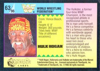 1992 Merlin WWF Gold Series Part 1 #63 Hulk Hogan Back