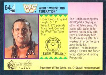 1992 Merlin WWF Gold Series Part 1 #64 British Bulldog Back