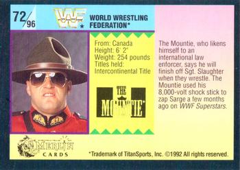 1992 Merlin WWF Gold Series Part 1 #72 The Mountie Back