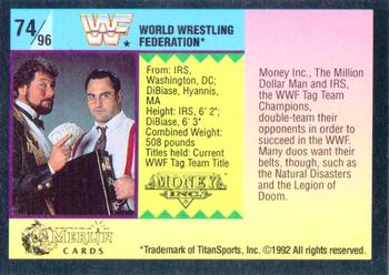 1992 Merlin WWF Gold Series Part 1 #74 Money Inc. Back