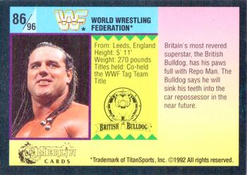 1992 Merlin WWF Gold Series Part 1 #86 British Bulldog Back