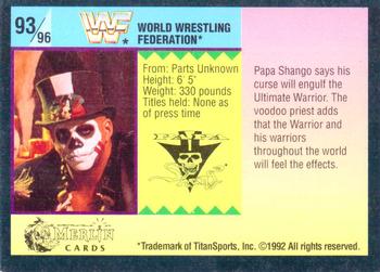 1992 Merlin WWF Gold Series Part 1 #93 Papa Shango Back