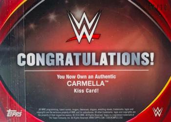 2016 Topps WWE Divas Revolution - Divas Kiss Autographs Gold #NNO Carmella Back
